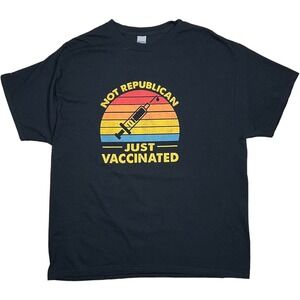 T-Shirt (XL) 'NOT REPUBLICAN JUST VACCINATED' Short Sleeve Cotton